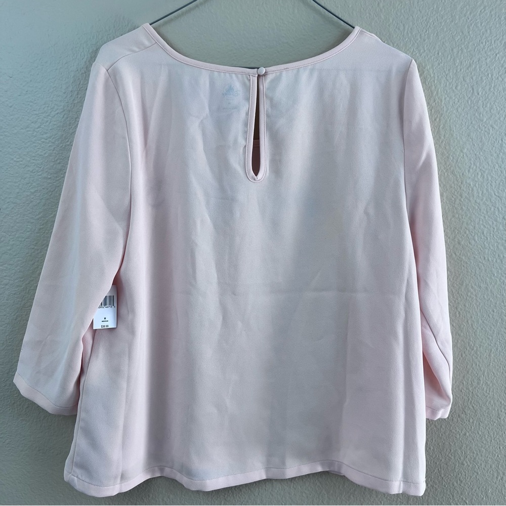 Disneyland Paris Minnie Parisienne Blouse Pink 3/4 Sleeve Top Women's Medium NWT - Picture 6 of 7